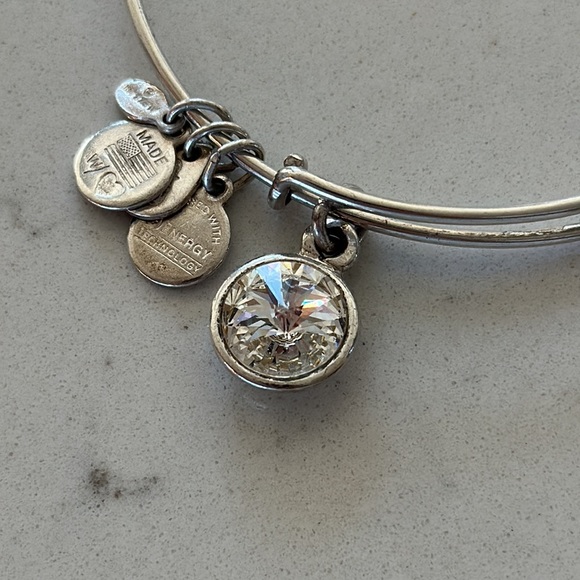 Alex and Ani Birthstone 5 bangles bracelets silver pink diamond rhinestone blue - Picture 12 of 14